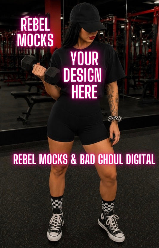 Black Tee|Edgy Gym Alternative Mock Up