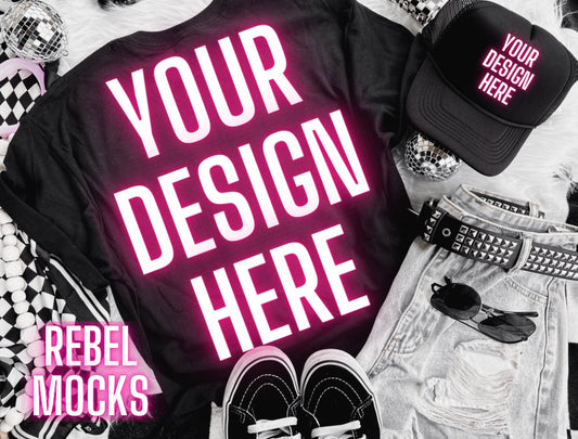 Back Black Alt Emo Grunge Goth Spooky Flat Lay Trending Mock Up