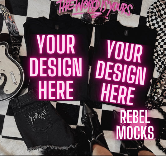 Black Tee Alternative Flat Lay Mock Up