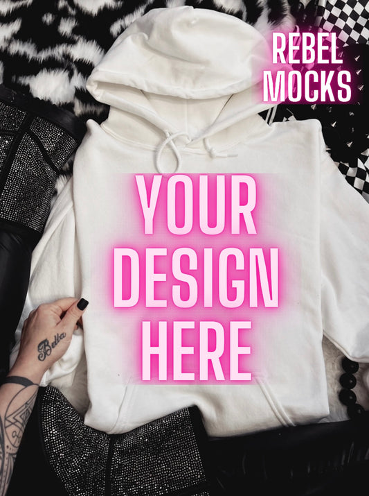 White Hoodie Flat Lay Mock Up TRENDING VIBES