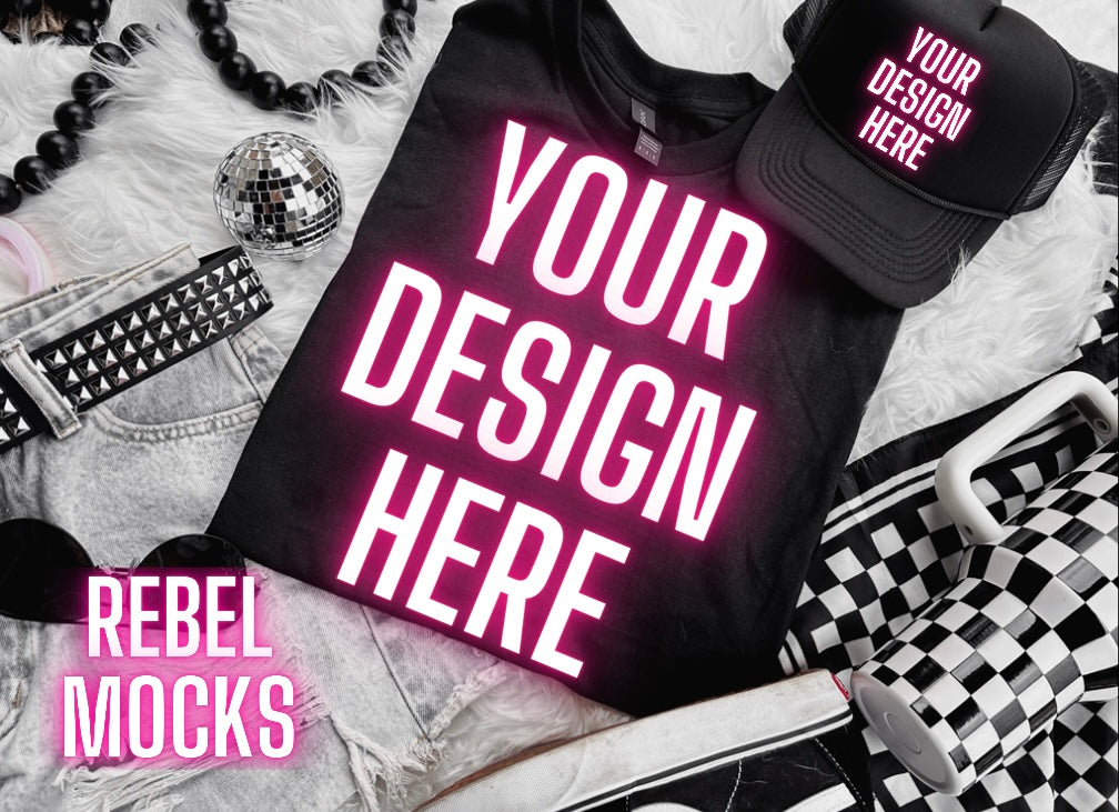 Black Alt Emo Grunge Goth Spooky Flat Lay Trending Mock Up