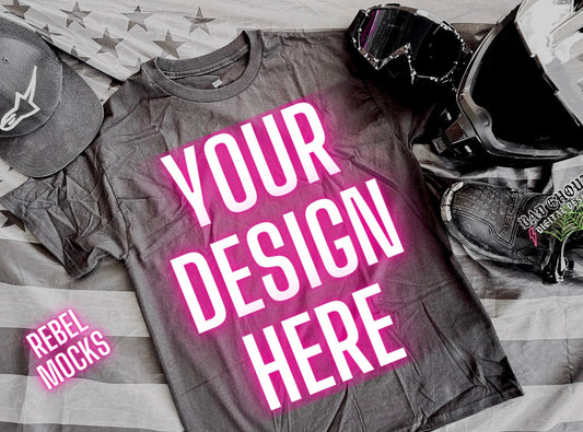 Black Tee Mens Flat Lay Mock Up