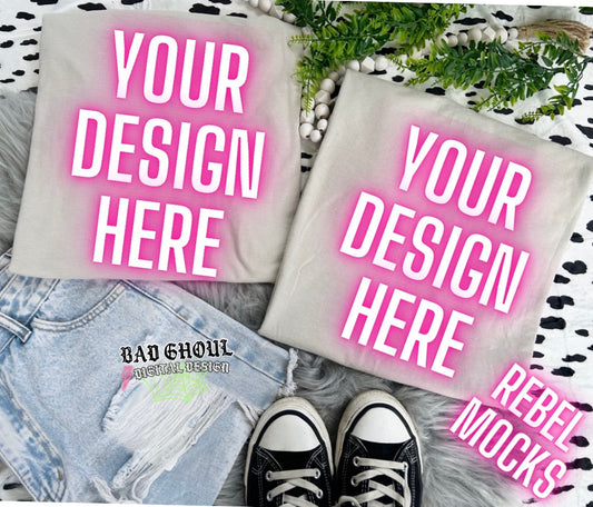 Gildan Sand Flat Lay Mock Up Neutral Vibes