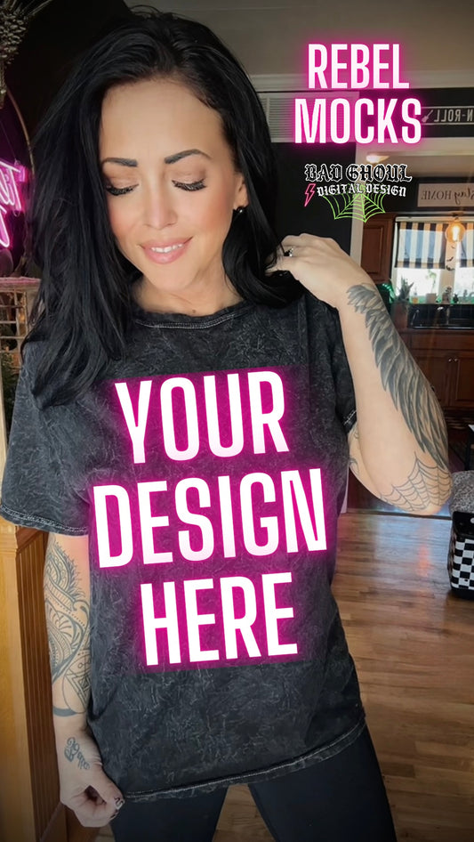 Alt Vibez Mineral Wash Tee Trendy Model Mock Up