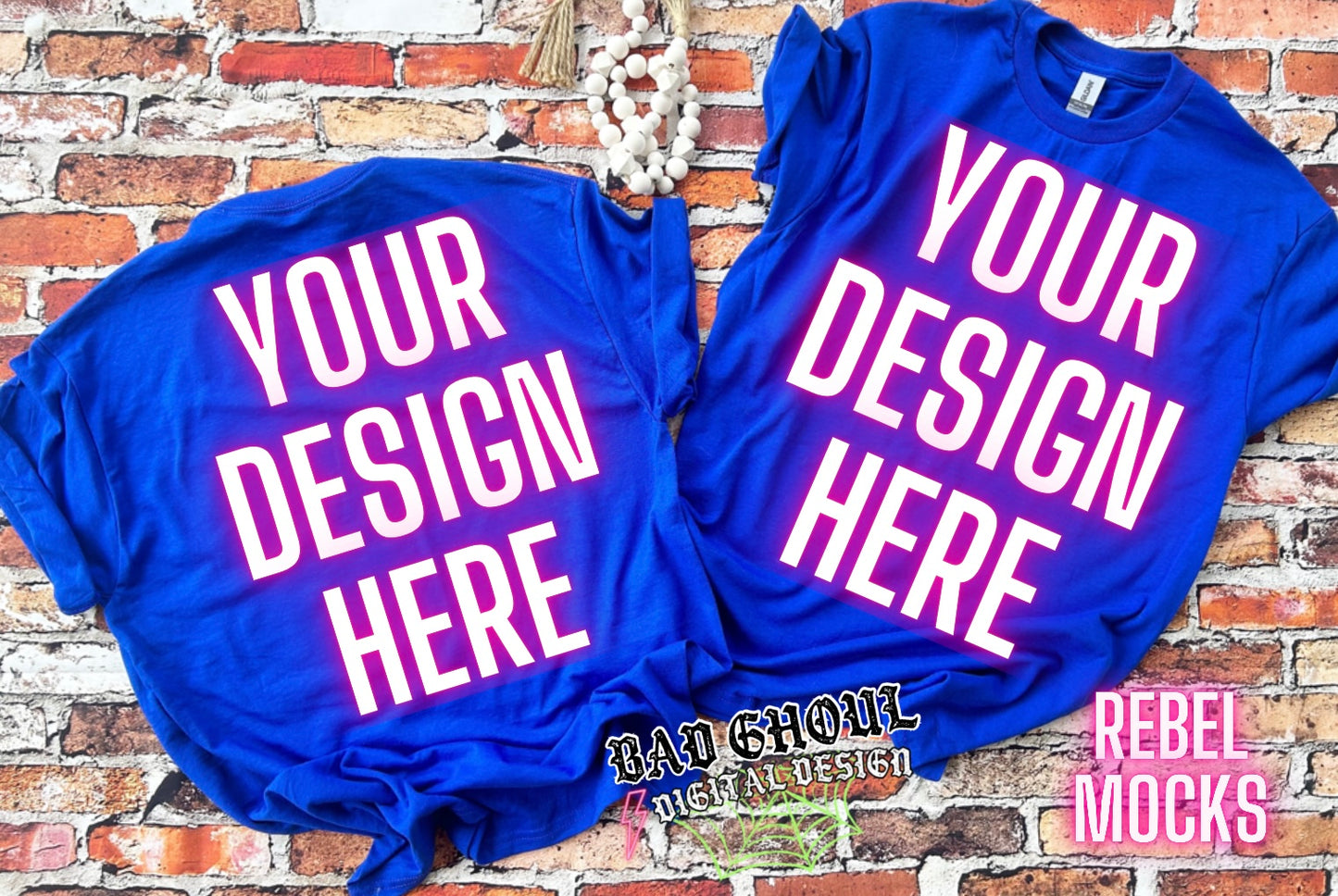 Front and Back Royal Tee Flat Lay Mock Up trendy