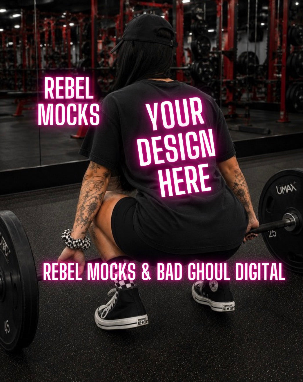 Black Tee|Edgy Gym Alternative Mock Up