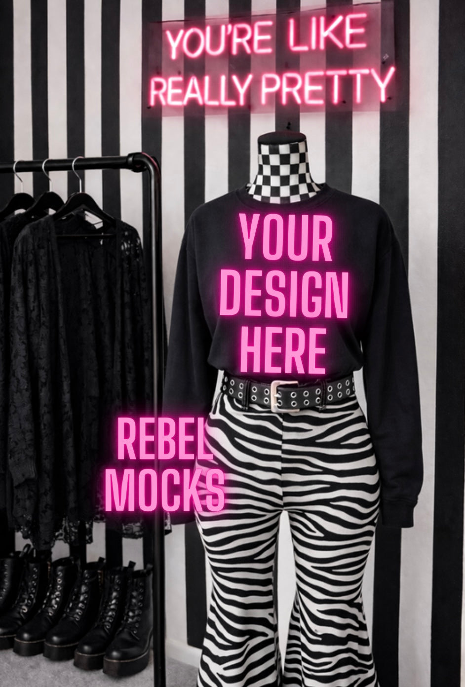 Black Sweatshirt | Retail Display Edgy Alternative Mock  Up