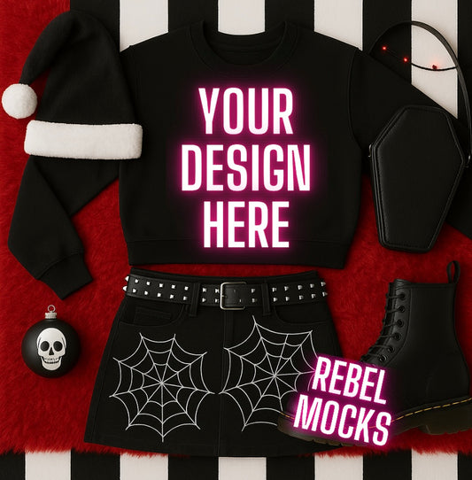 Holiday Black Sweatshirt Goth Edgy Alternative Mock  Up
