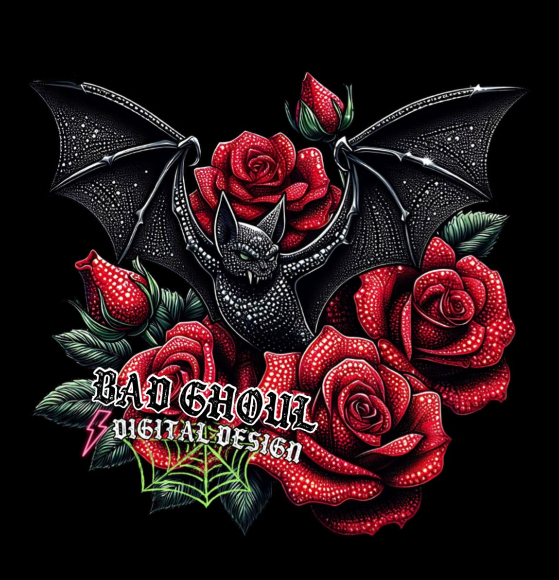 Bat & Roses PNG Download – Rebel Mocks & Badghoul Digital