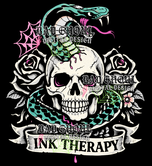 Ink Therapy - Snake + Skull | PNG DOWNLOAD BLACK FAB ONLY