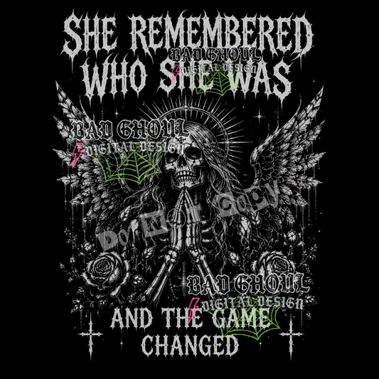She remembered who she was | PNG DOWNLOAD | Black Fabric Only