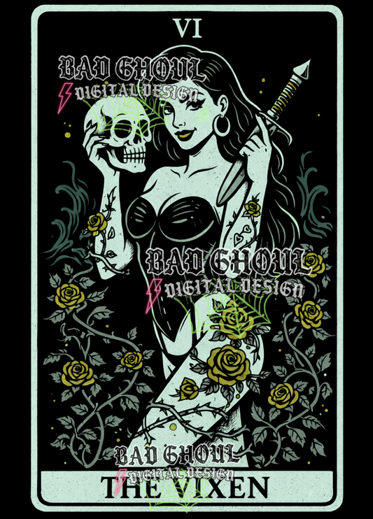The Vixen - Tarot Card | PNG DOWNLOAD BLACK FAB ONLY