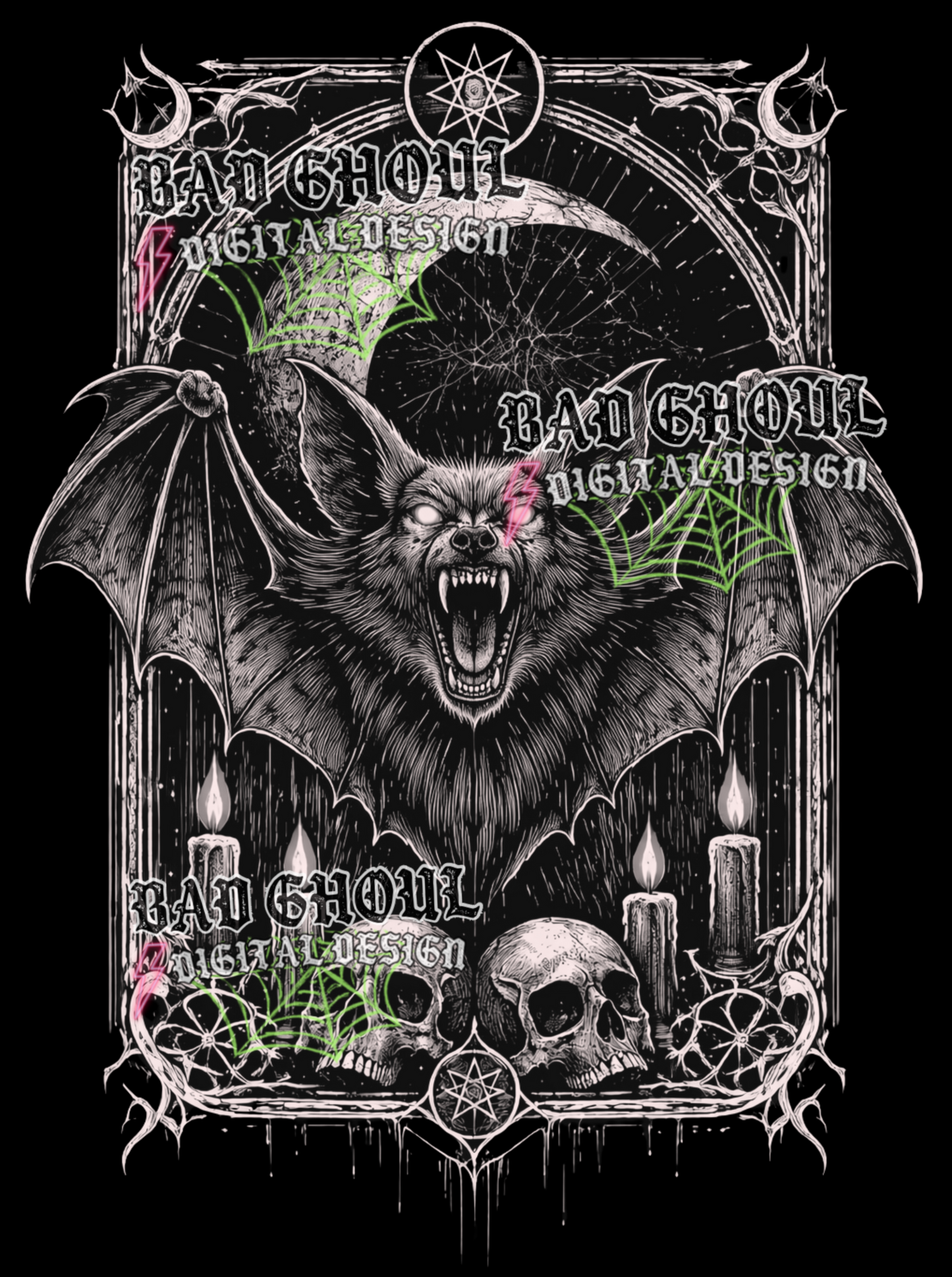 Bat Gothic Frame | PNG DOWNLOAD BLACK FAB ONLY