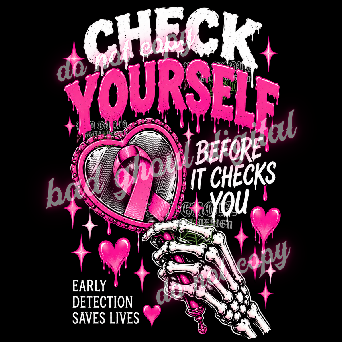 Check yourself | Breast Cancer Awareness | PNG DOWNLOAD BLACK FAB ONLY