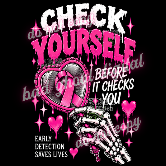 Check yourself | Breast Cancer Awareness | PNG DOWNLOAD BLACK FAB ONLY