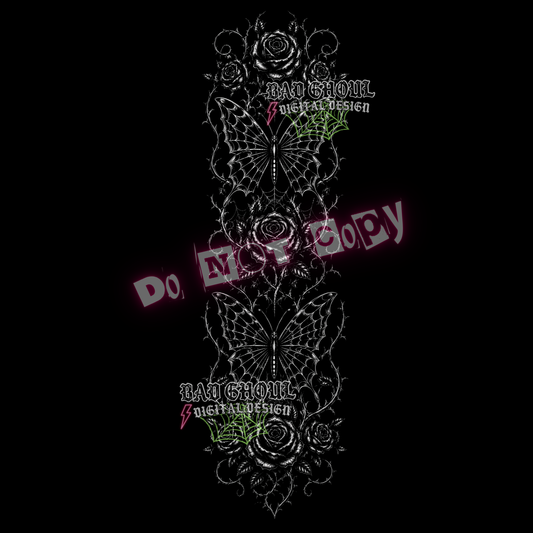 Butterfly - Sleeve Spine | PNG DOWNLOAD | Black Fabric Only