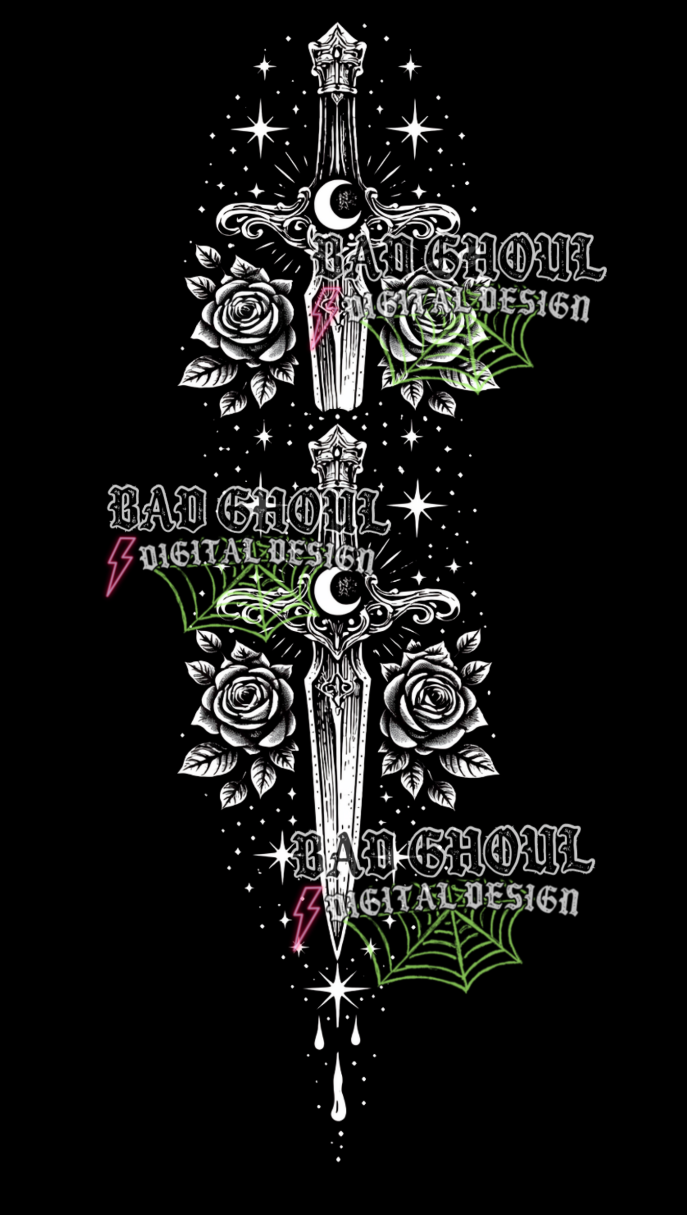 Gothic Dagger Sleeve | PNG DOWNLOAD BLACK FAB ONLY