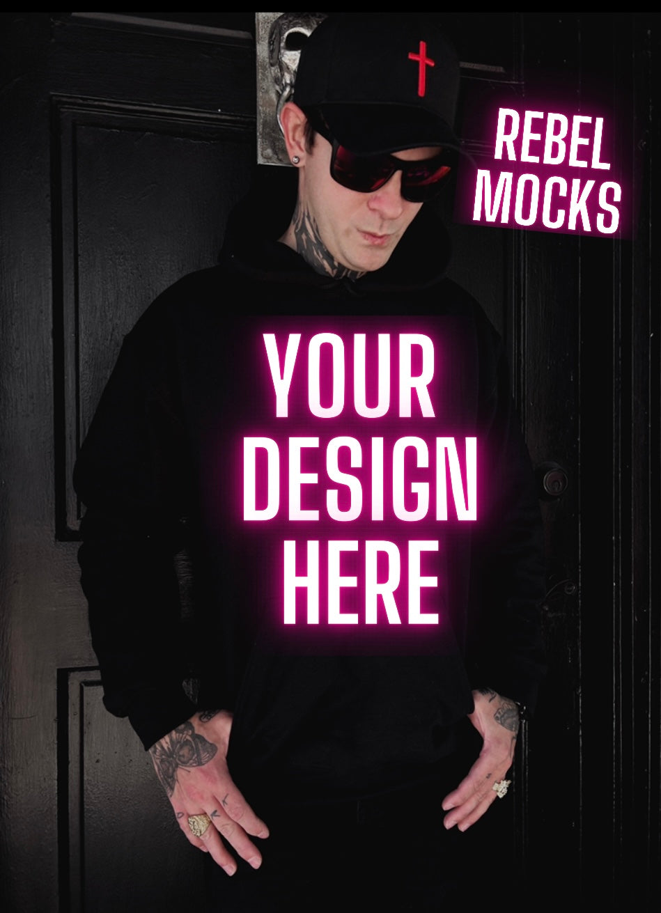 Mens Alt Style Black Hoodie Model Mock Up