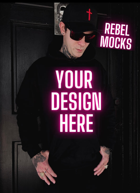 Mens Alt Style Black Hoodie Model Mock Up