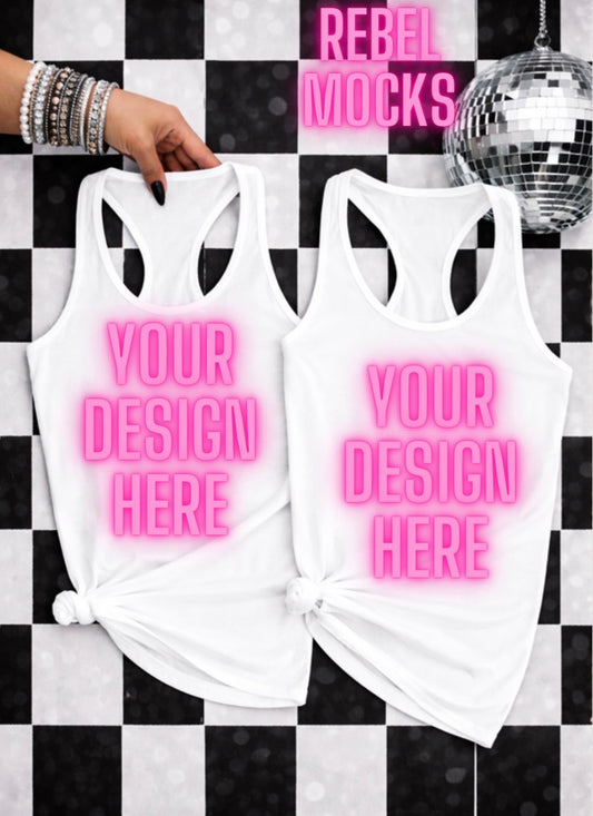 White Tank Top| Edgy Alternative Mock Up