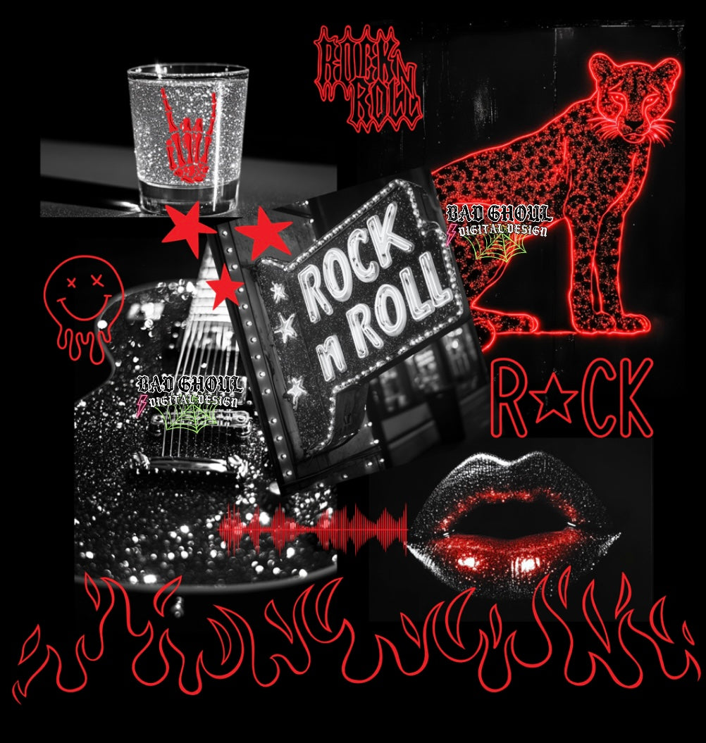 Rock N Roll PNG Download- BEST on black fabric
