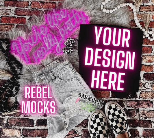 EDGY AF Vibes Black Tee Flat Lay Mock Up