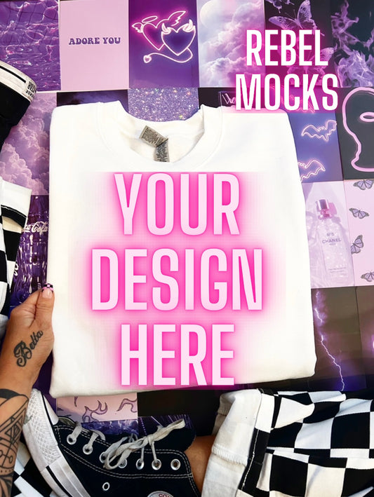 Edgy Aesthetic White Flat Lay Trendy Mock Up