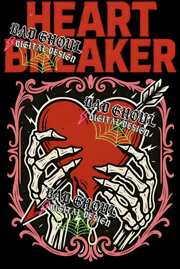 Heart Breaker PNG DOWNLOAD Black Fabric Only
