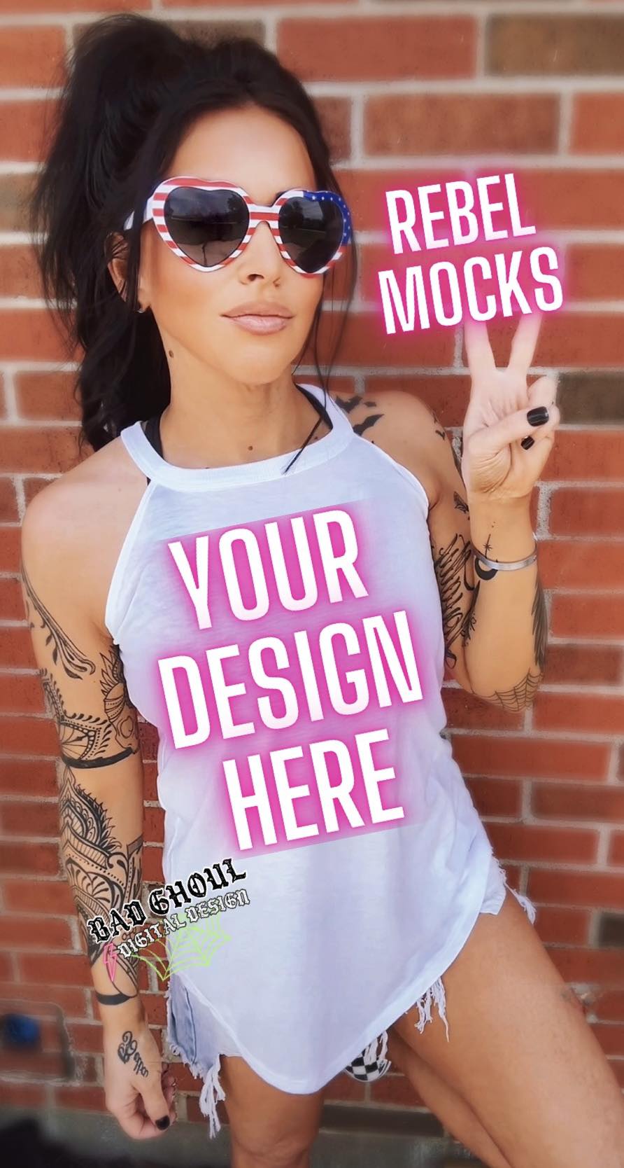White Tri Rocker Tank Model Mock Trendz