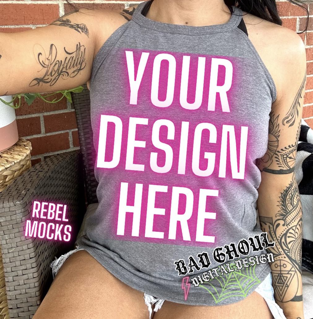 Tri Rocker Tank Gray Frost Model Mock Up TRENDING