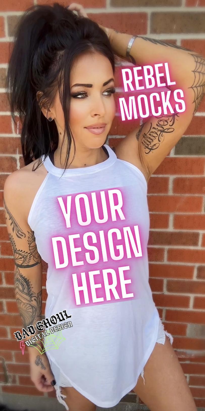 White Tri Rocker Tank Model Mock Trendz