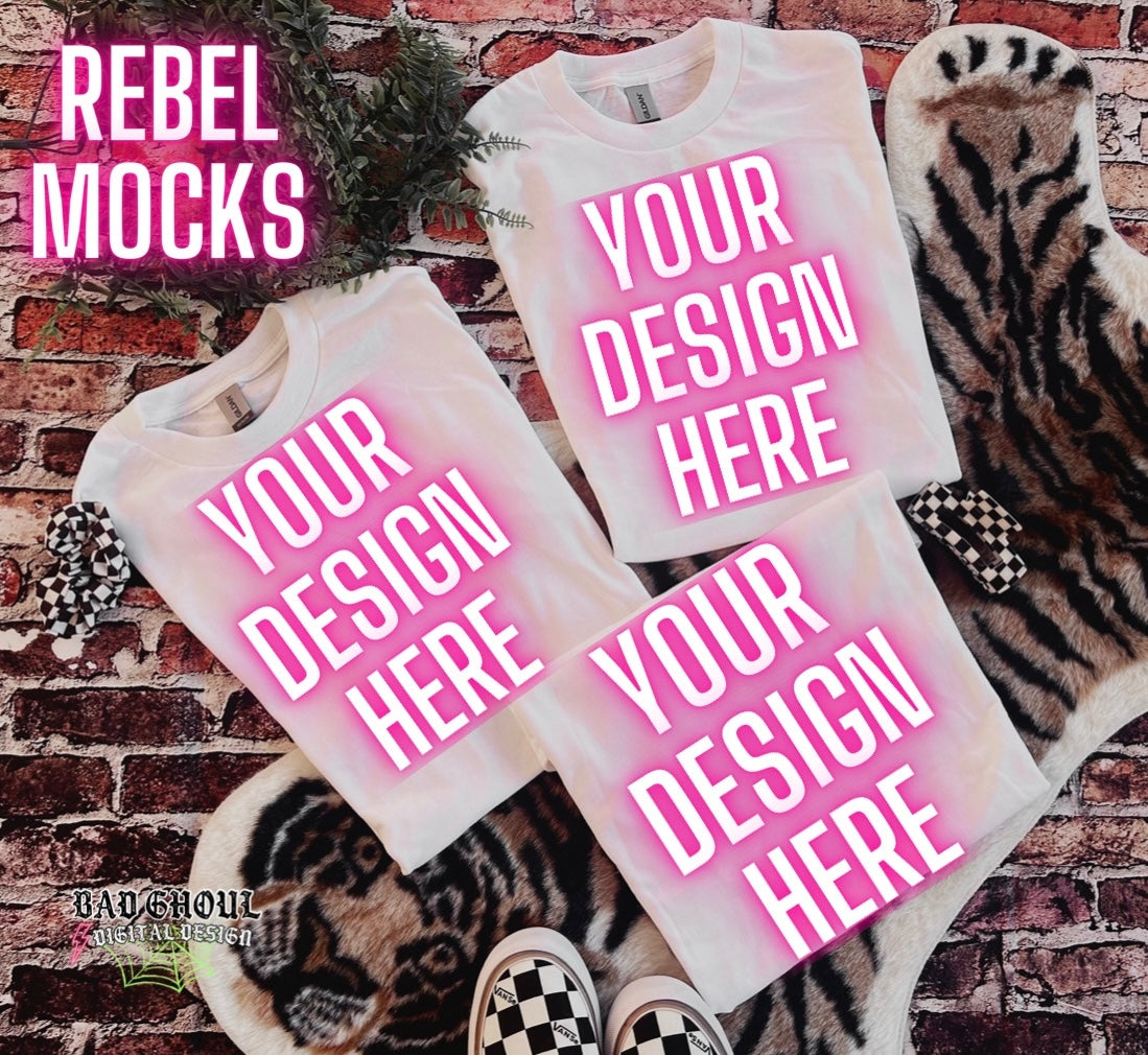 Bundle White Tee Flat Lay Mock Ups- 4 Mocks