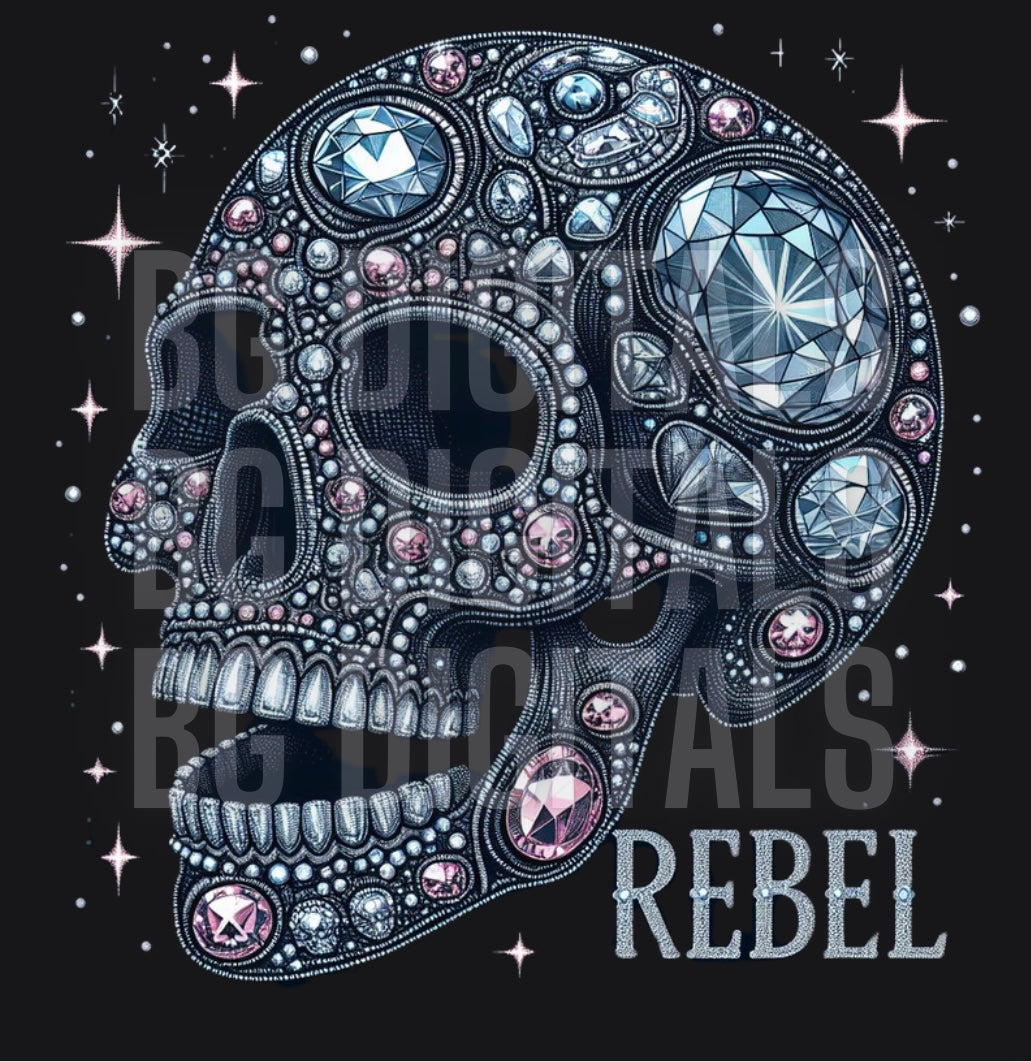 Bling Rebel Skull PNG Download