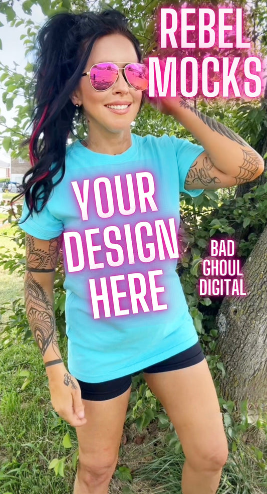 Comfort Colors Lagoon Blue Model Mock Up TRENDING