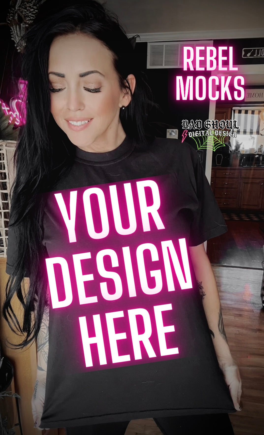 Alt Vibez Black Tee Trendy Model Mock Up