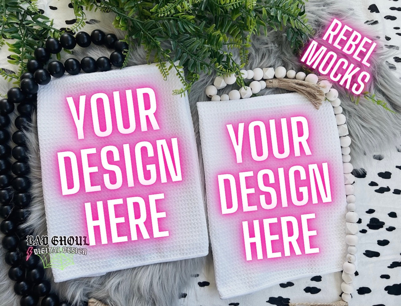 Double Tea Towel Flat Lay Mock Up Trendy Vibes