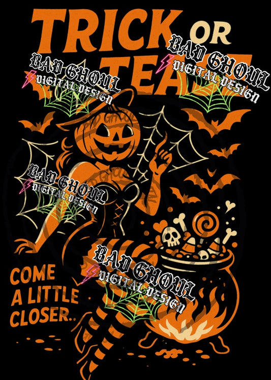 Trick or Tease- PNG DOWNLOAD Black Fabric Only