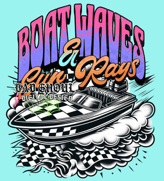 Boat Waves & Sun Rays PNG Download