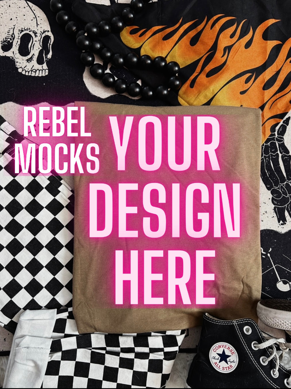 Coyote Brown Edgy Alt Trendy Mock Up Flat Lay