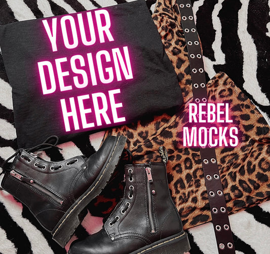 Black Edgy Rock Alt Vibes Flay Lay Mock Up