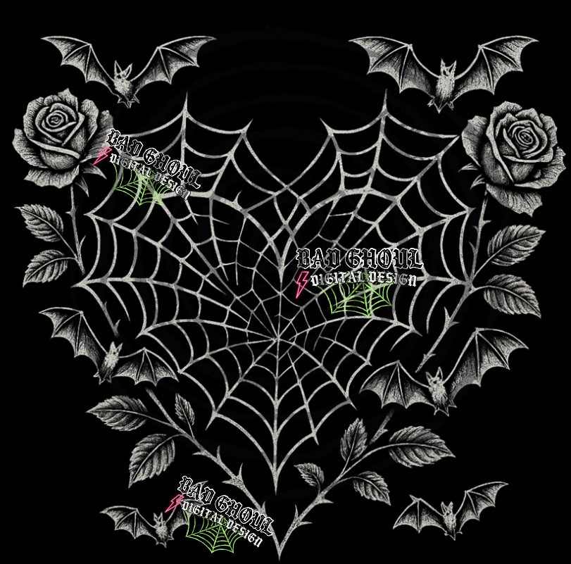 Web Heart PNG DOWNLOAD black fabric only