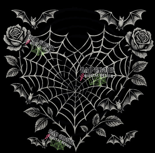 Web Heart PNG DOWNLOAD black fabric only