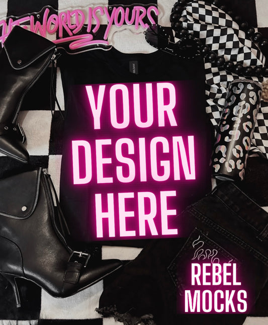 Black Tee Alternative Flat Lay Mock Up