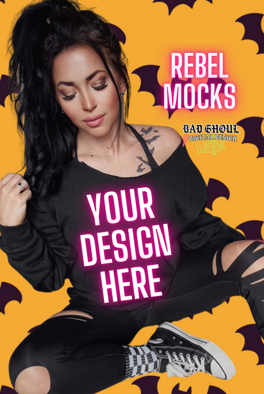 BUNDLE- 3- Spooky Vibes Off Shoulder IRL Model Mock Up TRENDING