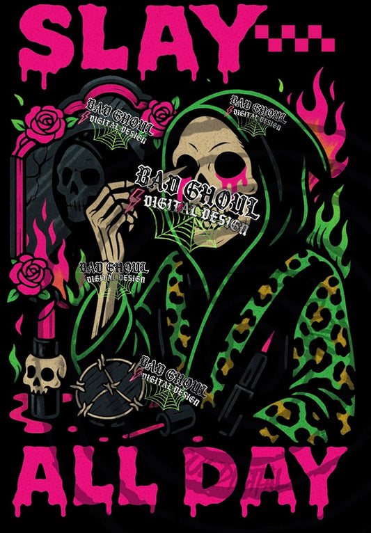 Slay All Day Black Fabric PNG DOWNLOAD