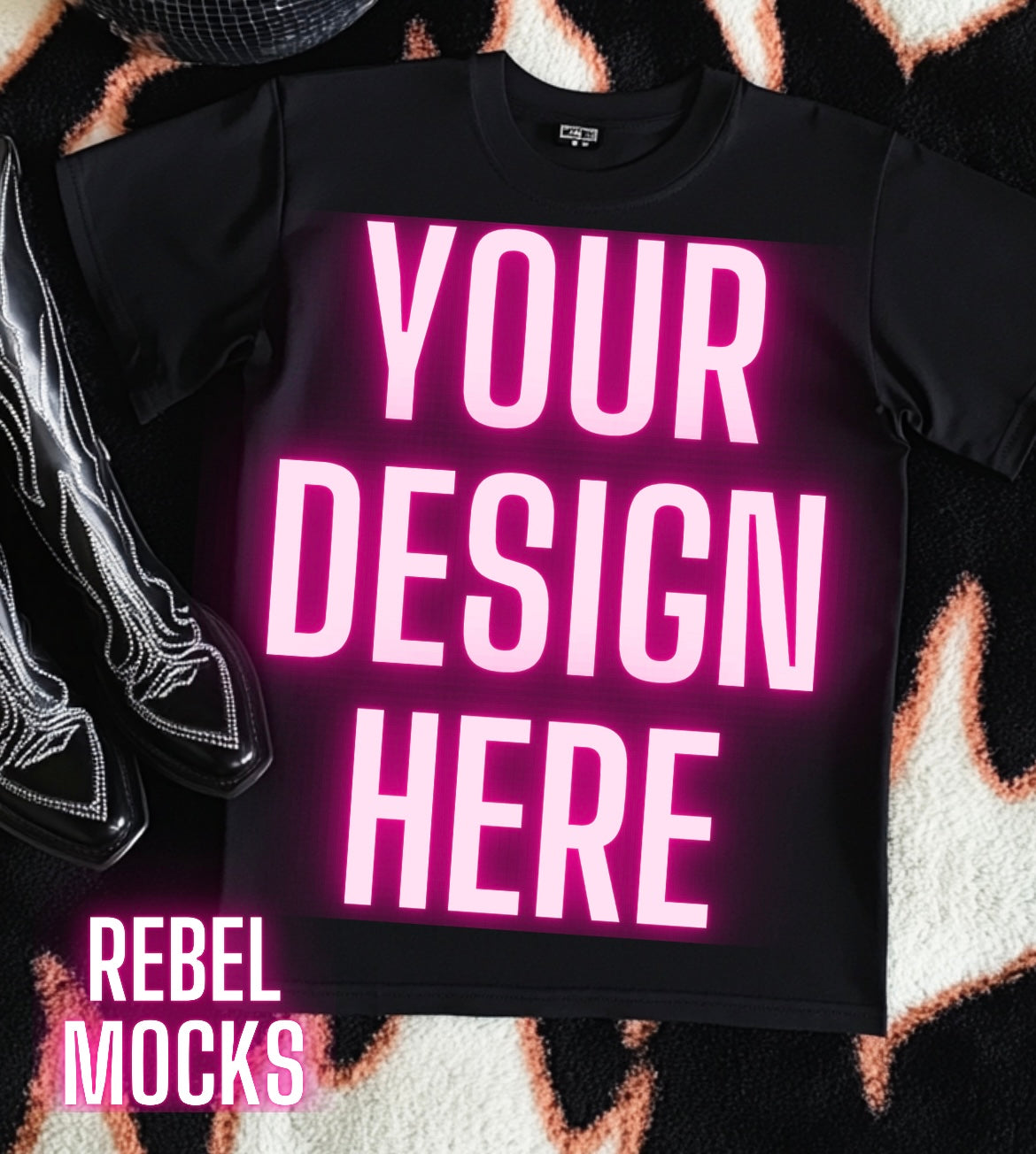 Black Tee Flat Lay Mock Up Boujee Western Yallternative