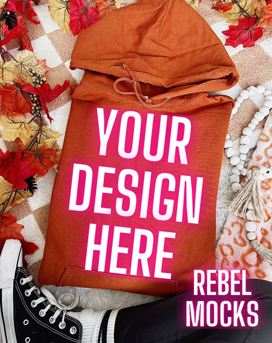 Jerzee Texas Orange Hoodie Fall Flat Lay Mock Up TRENDING