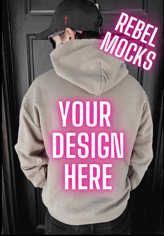 Mens Alt Style jerzee safari back Hoodie Model Mock Up