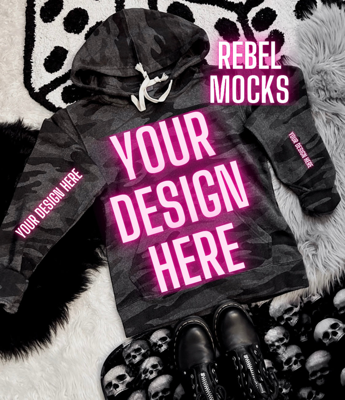 J America Black Camo Hoodie Sweatshirt Trendy Mock Up