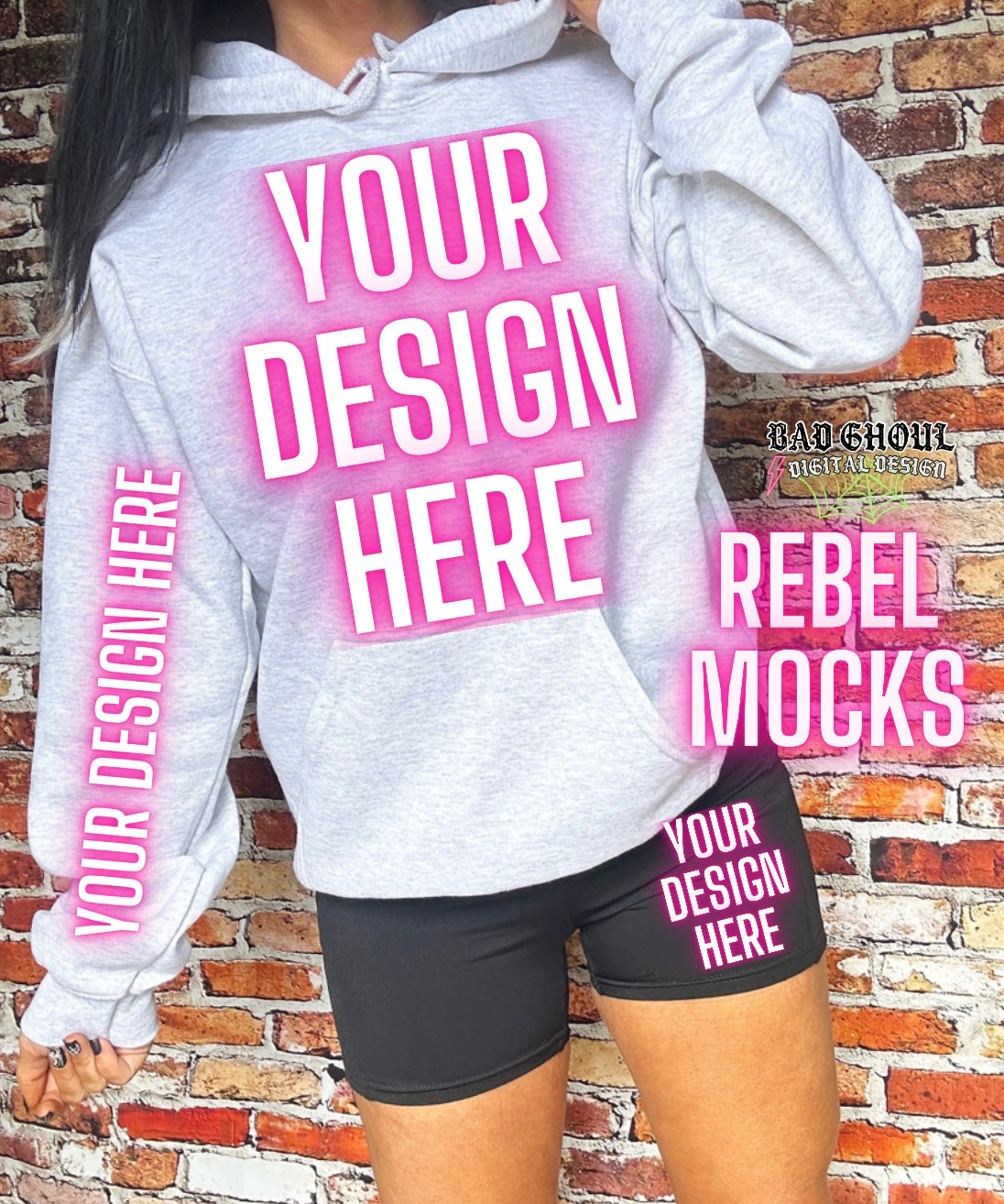 Ash Hoodie & Shorts Model Mock Up trendy